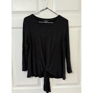 Simply Vera Vera Wang Black Long Sleeve Tie-Front Top | Size S